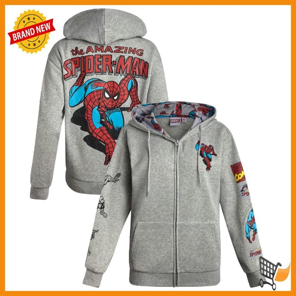 Graphic Zip Hoodie with Front Pockets, Lightweight Cotton Blend, S-XL